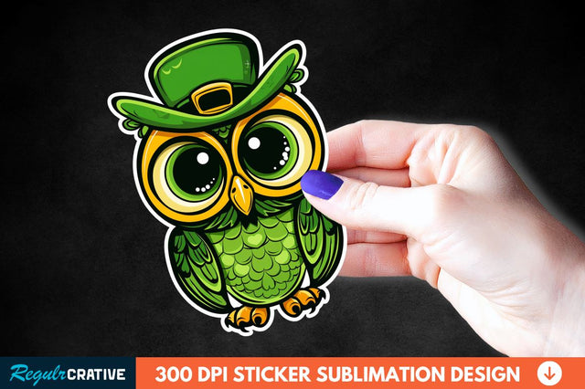 St Patrick's Day Owl Sticker Clipart Sublimation Regulrcrative 