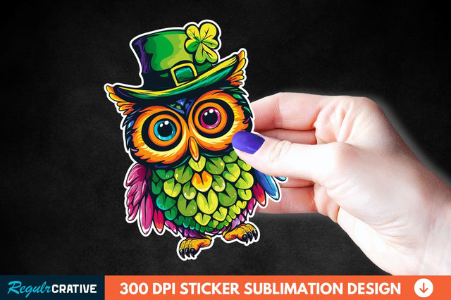 St Patrick's Day Owl Sticker Clipart Sublimation Regulrcrative 