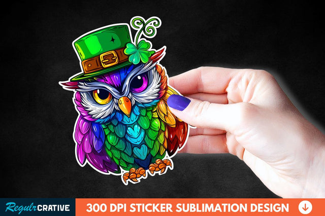 St Patrick's Day Owl Sticker Clipart Sublimation Regulrcrative 