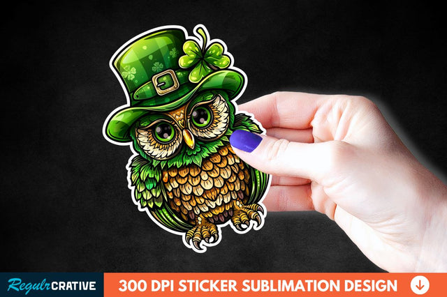 St Patrick's Day Owl Sticker Clipart Sublimation Regulrcrative 