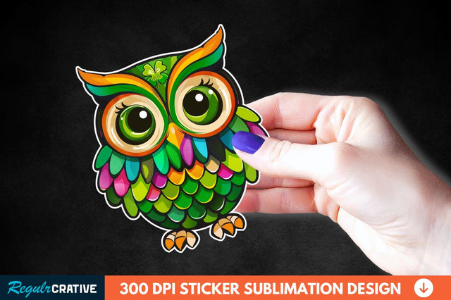 St Patrick's Day Owl Sticker Clipart Sublimation Regulrcrative 