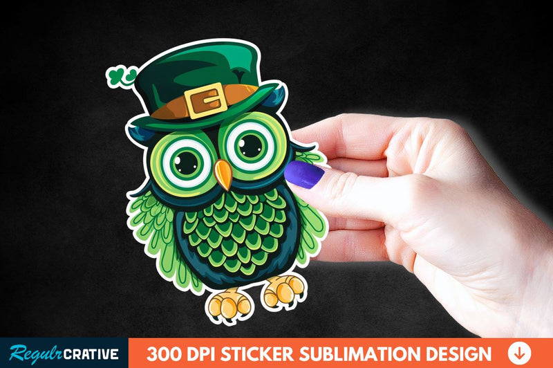 St Patrick's Day Owl Sticker Clipart Sublimation Regulrcrative 
