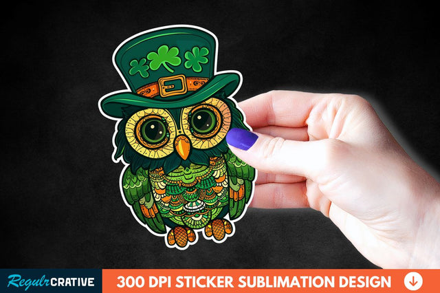 St Patrick's Day Owl Sticker Clipart Sublimation Regulrcrative 