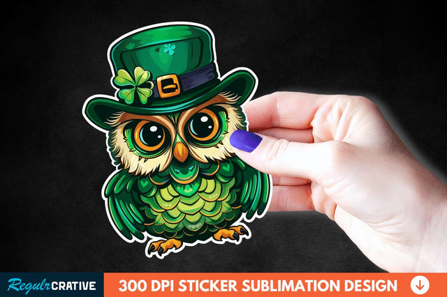 St Patrick's Day Owl Sticker Clipart Sublimation Regulrcrative 