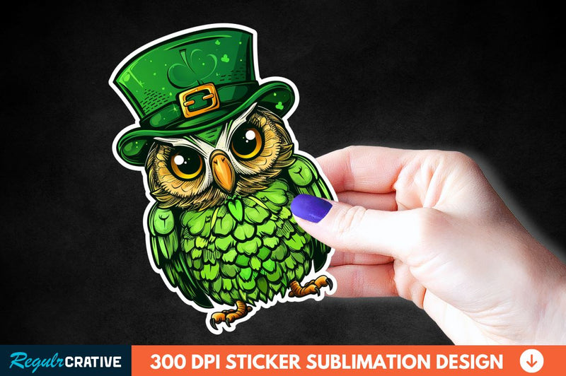 St Patrick's Day Owl Sticker Clipart Sublimation Regulrcrative 