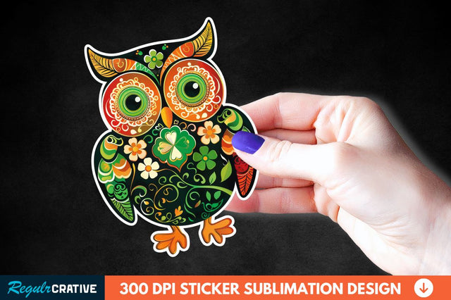 St Patrick's Day Owl Sticker Clipart Sublimation Regulrcrative 