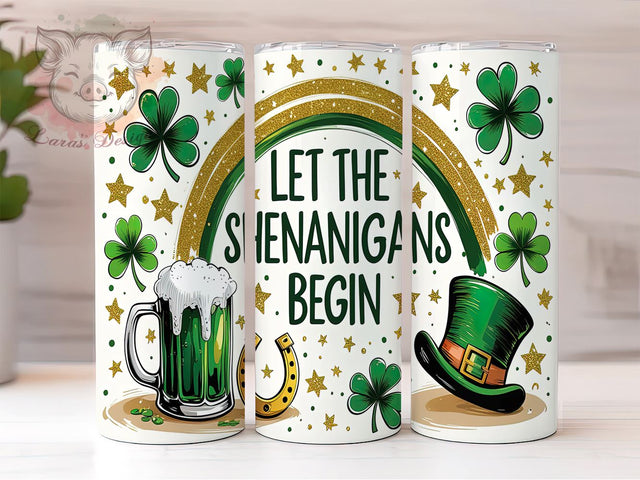 St Patrick's Day Party Tumbler, St Patrick's Day, Shenanigans Begin, 20oz Tumbler, Tumbler Wrap, Sublimation Design, Irish Party, Fun Holiday Gift Sublimation Lara' s Designs 