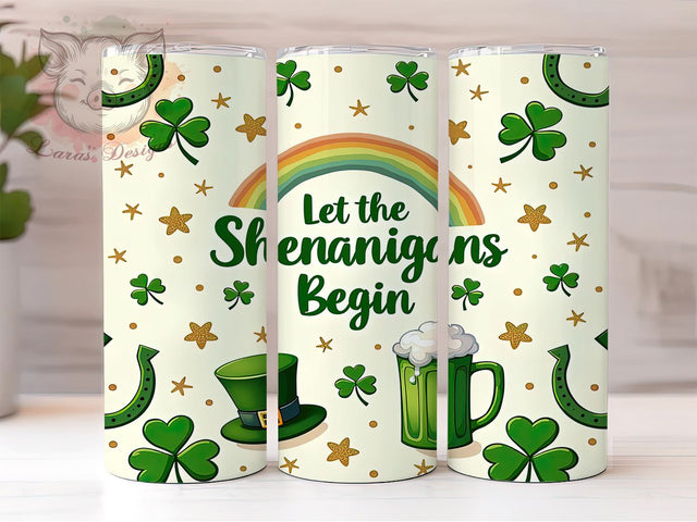 St Patrick's Day Party Tumbler, St Patrick's Day, Shenanigans Begin, 20oz Tumbler, Tumbler Wrap, Sublimation Design, Irish Party, Fun Holiday Gift Sublimation Lara' s Designs 