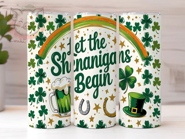 St Patrick's Day Party Tumbler, St Patrick's Day, Shenanigans Begin, 20oz Tumbler, Tumbler Wrap, Sublimation Design, Irish Party, Fun Holiday Gift Sublimation Lara' s Designs 