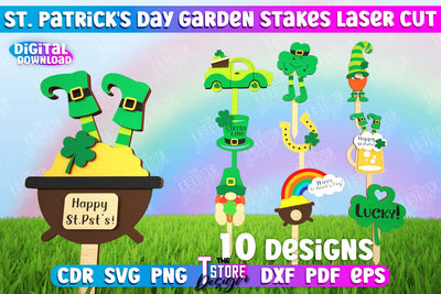 St. Patrick's Day Plant Stakes Bundle | Indoor Flowers Decoration | Garden Stake | Lawn Stake | CNC Files SVG The T Store Design 