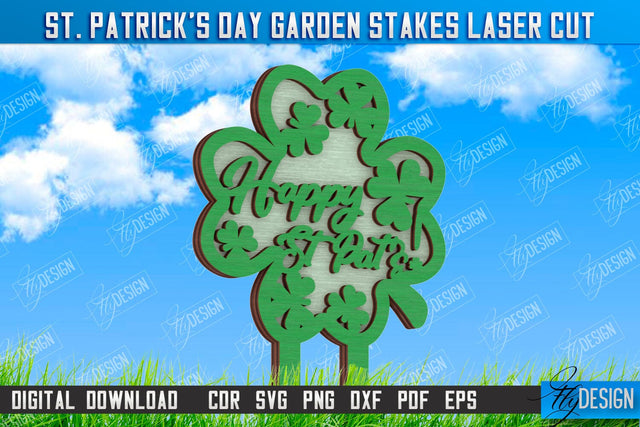 St. Patrick's Day Plant Stakes | Indoor Flowers Decoration | Garden Stake | Lawn Stake | CNC File SVG Fly Design 