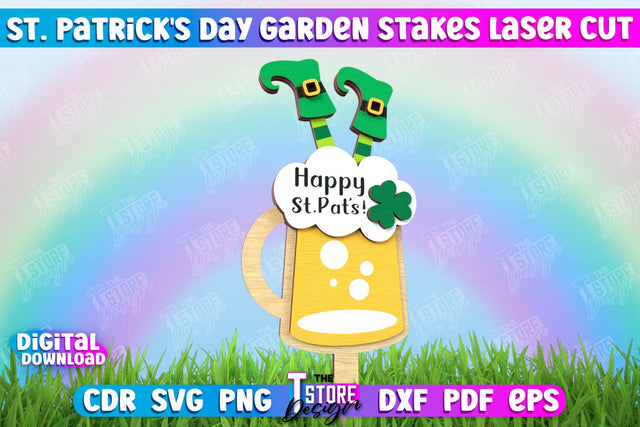 St. Patrick's Day Plant Stakes | Indoor Flowers Decoration | Garden Stake | Lawn Stake | CNC File SVG The T Store Design 