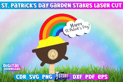 St. Patrick's Day Plant Stakes | Indoor Flowers Decoration | Garden Stake | Lawn Stake | CNC File SVG The T Store Design 