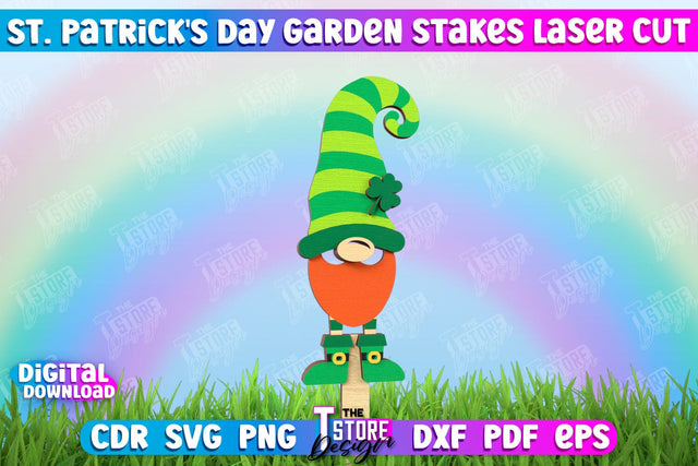 St. Patrick's Day Plant Stakes | Indoor Flowers Decoration | Garden Stake | Lawn Stake | CNC File SVG The T Store Design 
