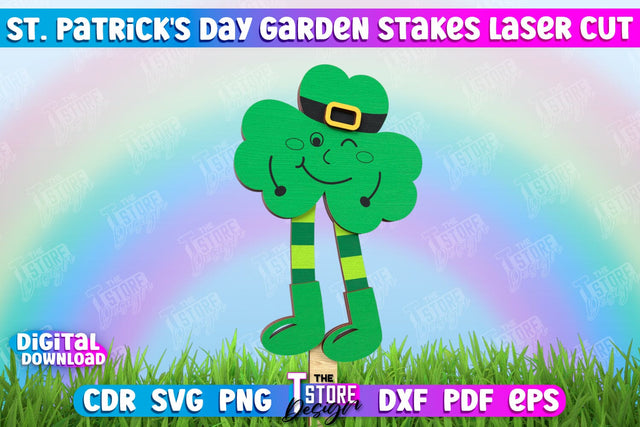 St. Patrick's Day Plant Stakes | Indoor Flowers Decoration | Garden Stake | Lawn Stake | CNC File SVG The T Store Design 