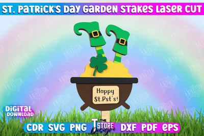 St. Patrick's Day Plant Stakes | Indoor Flowers Decoration | Garden Stake | Lawn Stake | CNC File SVG The T Store Design 