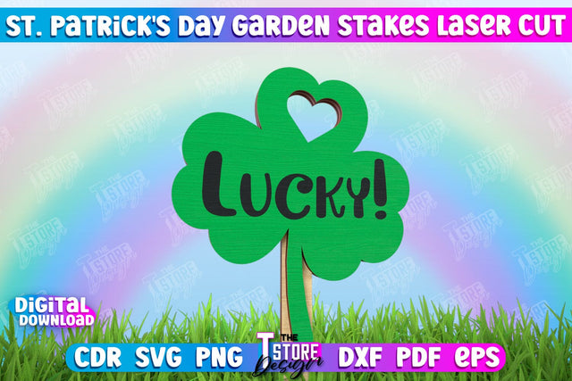 St. Patrick's Day Plant Stakes | Indoor Flowers Decoration | Garden Stake | Lawn Stake | CNC File SVG The T Store Design 