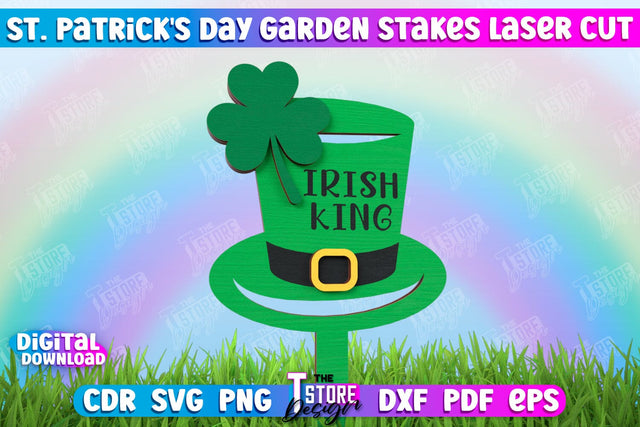 St. Patrick's Day Plant Stakes | Indoor Flowers Decoration | Garden Stake | Lawn Stake | CNC File SVG The T Store Design 
