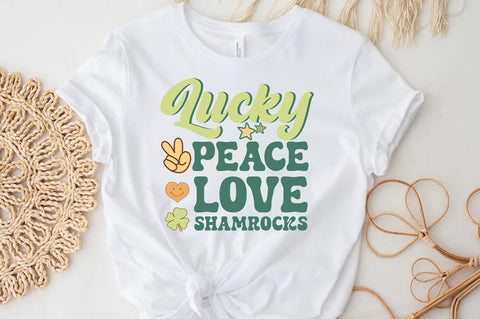 St. Patrick's Day PNG Sublimation, Lucky peace love shamrocks SVG FiveStarCrafting 