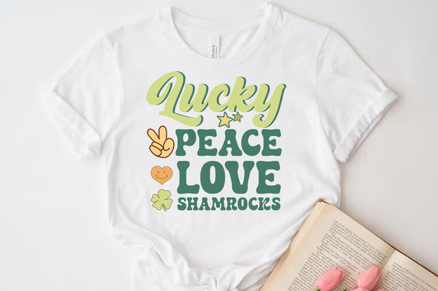 St. Patrick's Day PNG Sublimation, Lucky peace love shamrocks SVG FiveStarCrafting 