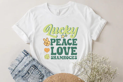 St. Patrick's Day PNG Sublimation, Lucky peace love shamrocks SVG FiveStarCrafting 