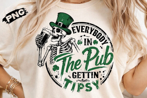 St Patricks Day Pub Tipsy Skeleton PNG SVG DesignDestine 