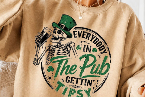St Patricks Day Pub Tipsy Skeleton PNG SVG DesignDestine 