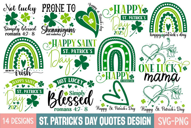 St. Patrick's Day Quotes svg bundle,14 Design , SVGs,Quotes and Sayings,Food & Drink,On Sale, Print & Cut SVG designmaster24 