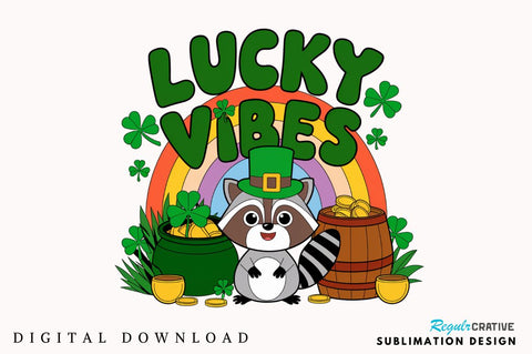 St. Patrick's Day Raccoon PNG Raccoon Sublimation Design Sublimation Regulrcrative 