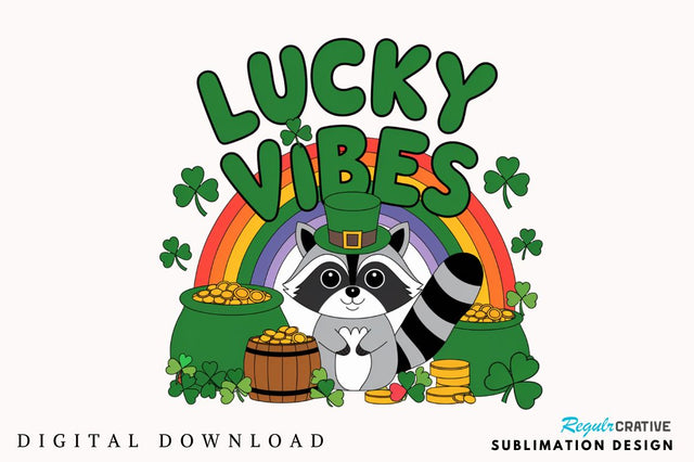 St. Patrick's Day Raccoon PNG Raccoon Sublimation Design Sublimation Regulrcrative 