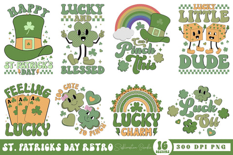 St Patricks Day Retro Sublimation Bundle Sublimation CraftLabSVG 
