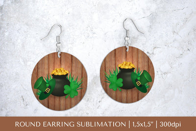 St. Patrick’s Day round earrings sublimation design PNG Sublimation LaBelezoka 