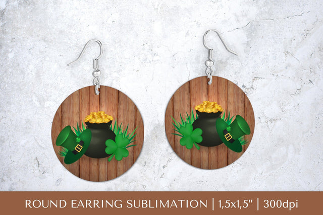St. Patrick’s Day round earrings sublimation design PNG Sublimation LaBelezoka 
