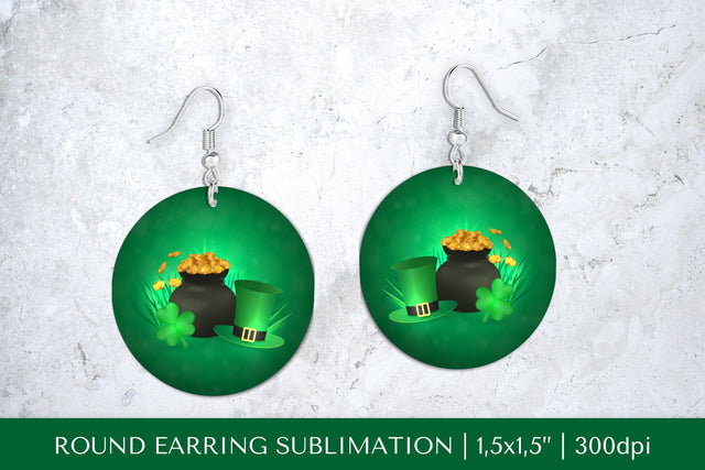 St. Patrick’s Day round earrings sublimation design PNG Sublimation LaBelezoka 