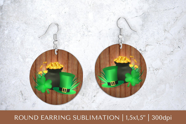 St. Patrick’s Day round earrings sublimation design PNG Sublimation LaBelezoka 