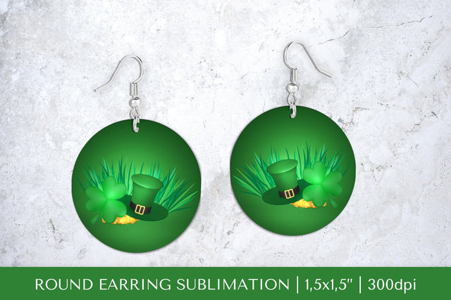 St. Patrick’s Day round earrings sublimation design PNG Sublimation LaBelezoka 