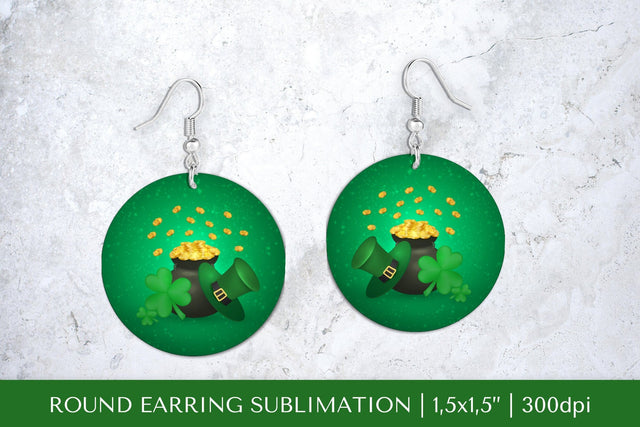 St. Patrick’s Day round earrings sublimation design PNG Sublimation LaBelezoka 