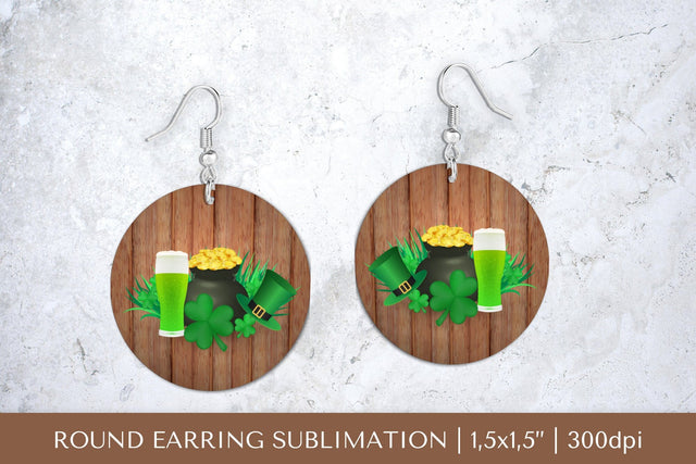St. Patrick’s Day round earrings sublimation design PNG Sublimation LaBelezoka 