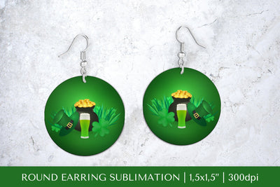St. Patrick’s Day round earrings sublimation design Sublimation LaBelezoka 