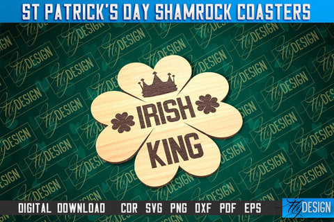 St. Patrick's Day Shamrock Coasters | Laser Cutting File | CNC File SVG Fly Design 
