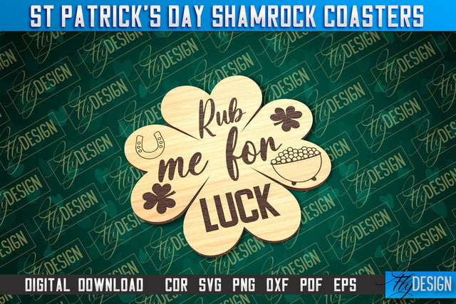 St. Patrick's Day Shamrock Coasters | Laser Cutting File | CNC File SVG Fly Design 