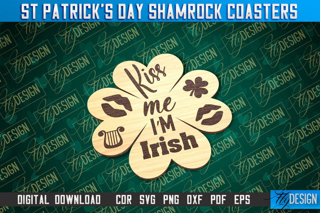 St. Patrick's Day Shamrock Coasters | Laser Cutting File | CNC File SVG Fly Design 