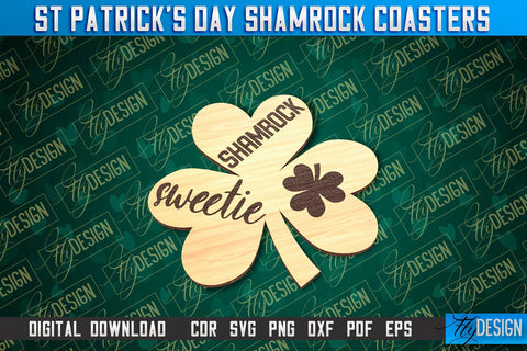 St. Patrick's Day Shamrock Coasters | Laser Cutting File | CNC File SVG Fly Design 