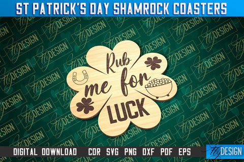 St. Patrick's Day Shamrock Coasters | Laser Cutting File | CNC File SVG Fly Design 
