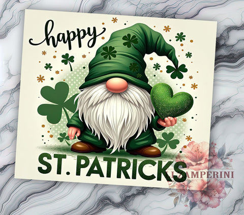 St. Patrick's Day Shamrock Gnome Tumbler Wrap, Happy St. Patrick's Day Drinkware, 20oz Tumbler Wrap, Sublimation Mug, Shamrock Gnome Gift, Irish Decor, Festive Drinkware Sublimation Li Zamperini 