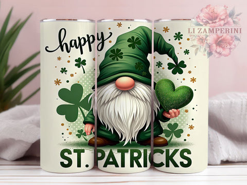 St. Patrick's Day Shamrock Gnome Tumbler Wrap, Happy St. Patrick's Day Drinkware, 20oz Tumbler Wrap, Sublimation Mug, Shamrock Gnome Gift, Irish Decor, Festive Drinkware Sublimation Li Zamperini 
