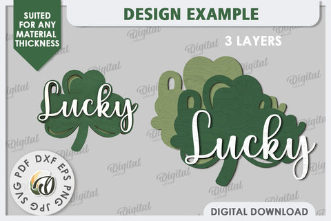 St Patrick's Day Shamrock Laser Cut. Lucky Charm Tiered Tray SVG SVG Evgenyia Guschina 