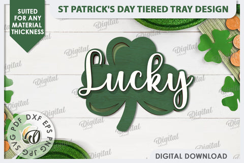 St Patrick's Day Shamrock Laser Cut. Lucky Charm Tiered Tray SVG SVG Evgenyia Guschina 