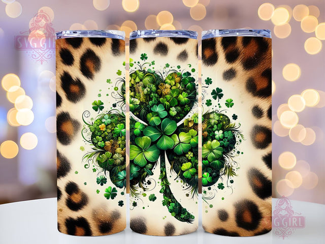 St. Patrick's Day Shamrock Leopard Tumbler Png, 20oz Skinny Tumbler Design, St. Patrick's Day Tumbler Png, Patrick's Day Png Downloads Sublimation SvggirlplusArt 