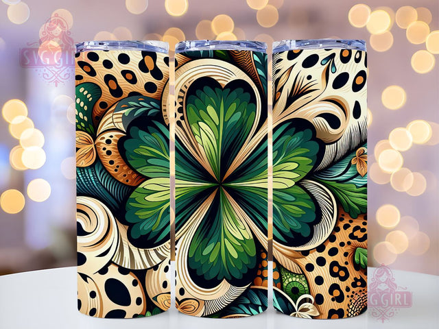 St. Patrick's Day Shamrock Leopard Tumbler Png, 20oz Skinny Tumbler Design, St. Patrick's Day Tumbler Png, Patrick's Day Png Downloads Sublimation SvggirlplusArt 